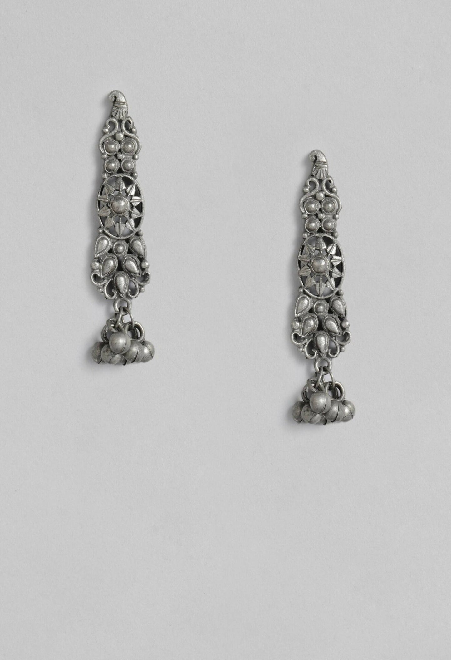 Mominos Fashion Johar Kamal Oxidised Silver-Plated Brass Finish Temple Jewellery with Earrings For Women - Swadesiicart