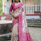 Vishnu Weaves Women's Rani Soft Tussar Silk Small Zari Woven Border Saree with Blouse - Swadesiicart