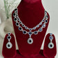 Royal Blue American Diamond Two Layer Elegent Necklace Set With Earrings By House of Ree - Swadesiicart
