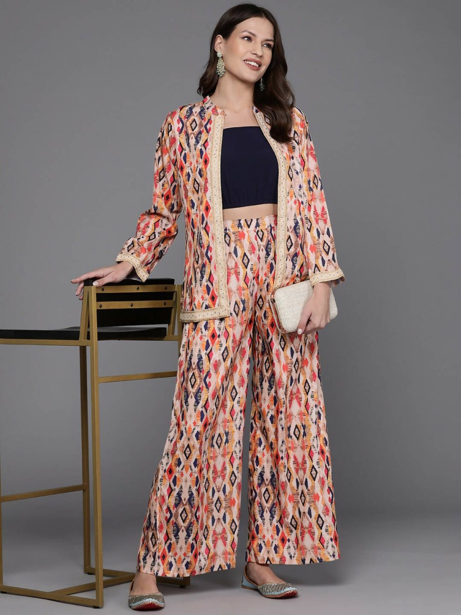 Ahalyaa Women Printed Ethnic Co-Ords - Blue Color - Swadesiicart