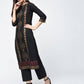 Aniyah Cotton Block Printed Latest Black Straight Kurta (AN-122K) - Swadesiicart