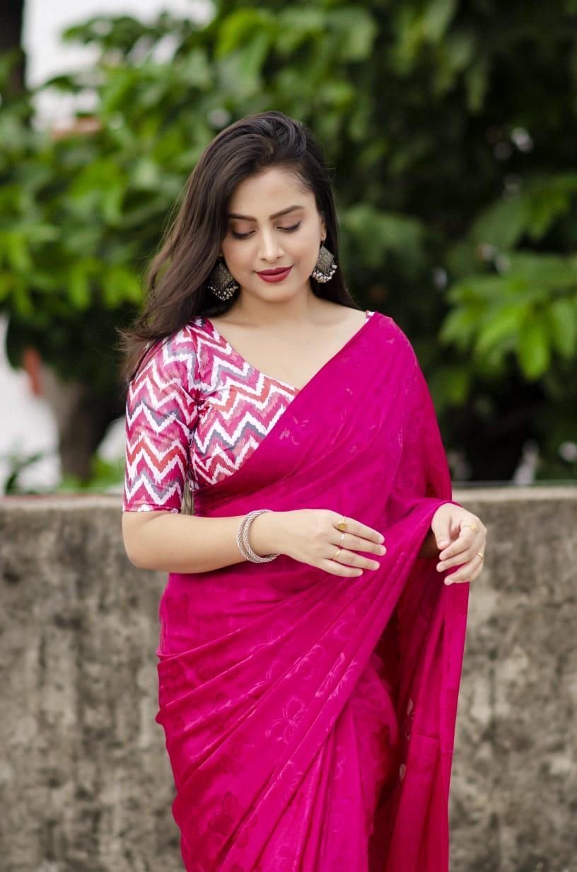Rani Silk Blend Ethnic Motifs Saree with Unstitched Blouse - Hiral Fashion | Swadesiicart