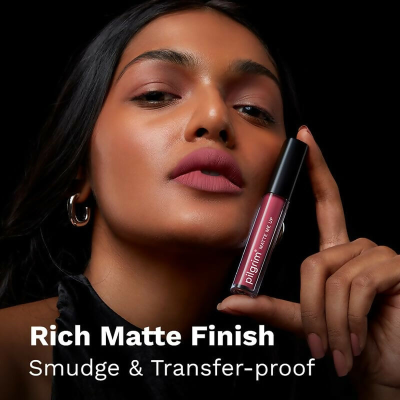 Pilgrim Liquid Matte Lipstick with Hyaluronic Acid - Pink Kisses - Swadesiicart