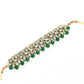 Mominos Fashion Johar Kamal Gold-Polished Rani Haar with Green and Off white Pearls Jewellery Set - Swadesiicart