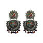 Tiaraa Multicolor Beaded Silver Oxidised Fashion Earrings