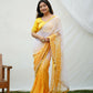 Vamsee Yellow Sequence 2 Yellow & White Georgette Saree - Swadesiicart
