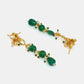 Ruby Raang 22k Gold Polished Long Kundan And Emerald Earrings | Swadesiicart