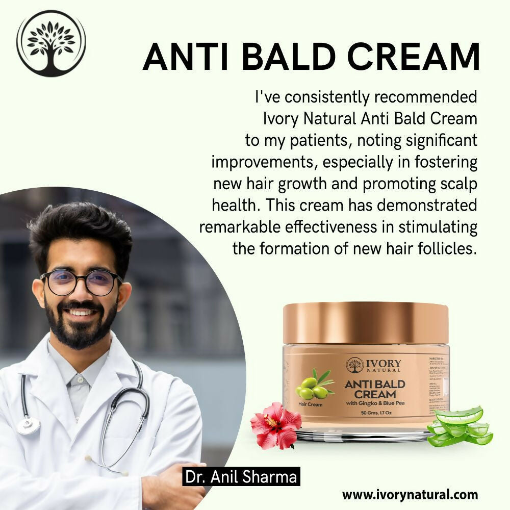Ivory Natural Bald Cream For Hair For Stimulate Growth Of Hair, Avoid Thinning | Swadesiicart