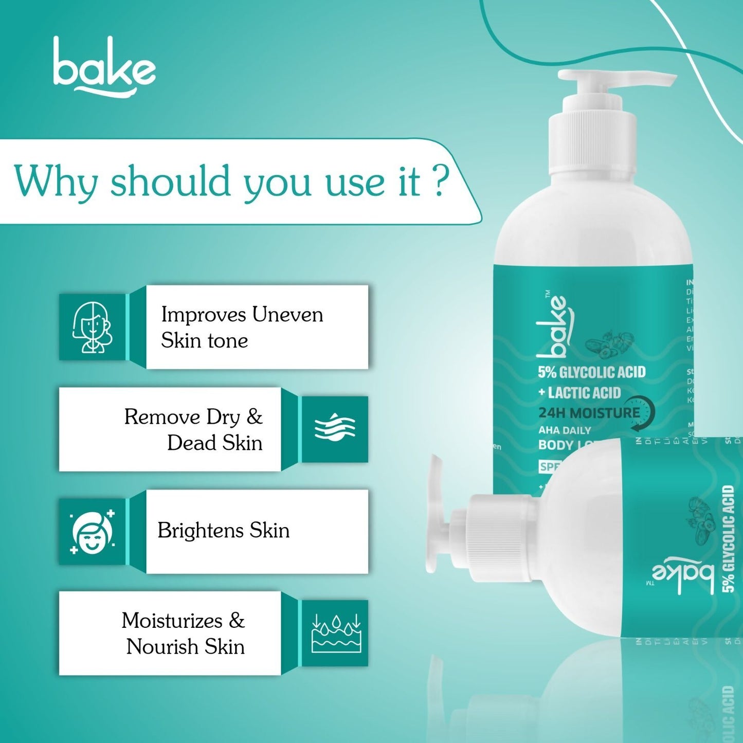 Bake 5% AHA Exfoliating Body Lotion SPF 30 | Swadesiicart