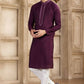 Raivat Ethnic Banarasi Art Silk Mirror Work Kurta Pajama In Wine Colour | Swadesiicart