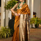 Vishnu Weaves Women's Yellow Soft Tussar Silk Printed Saree with Blouse - Swadesiicart