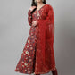FIORRA Women's Maroon Pure Cotton Flared Kurta Pant With Dupatta - Swadesiicart