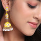 NVR Women Gold-Polished Yellow Jhumkas Earrings | Swadesiicart