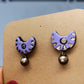 Terracotta Crescent Shaped Ear Studs With Drops
