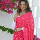 Beatitude Pink Khadi Floral Embroidered Saree