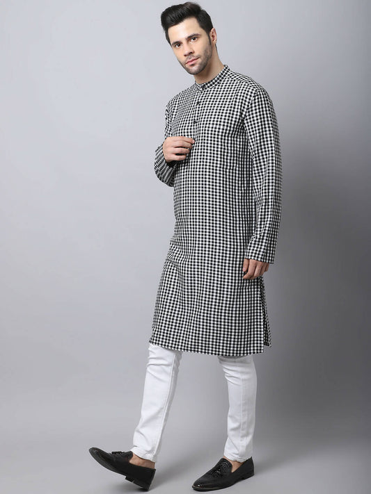 Even Apparels Multi Pure Cotton Men's Kurta With Band Collar | Swadesiicart