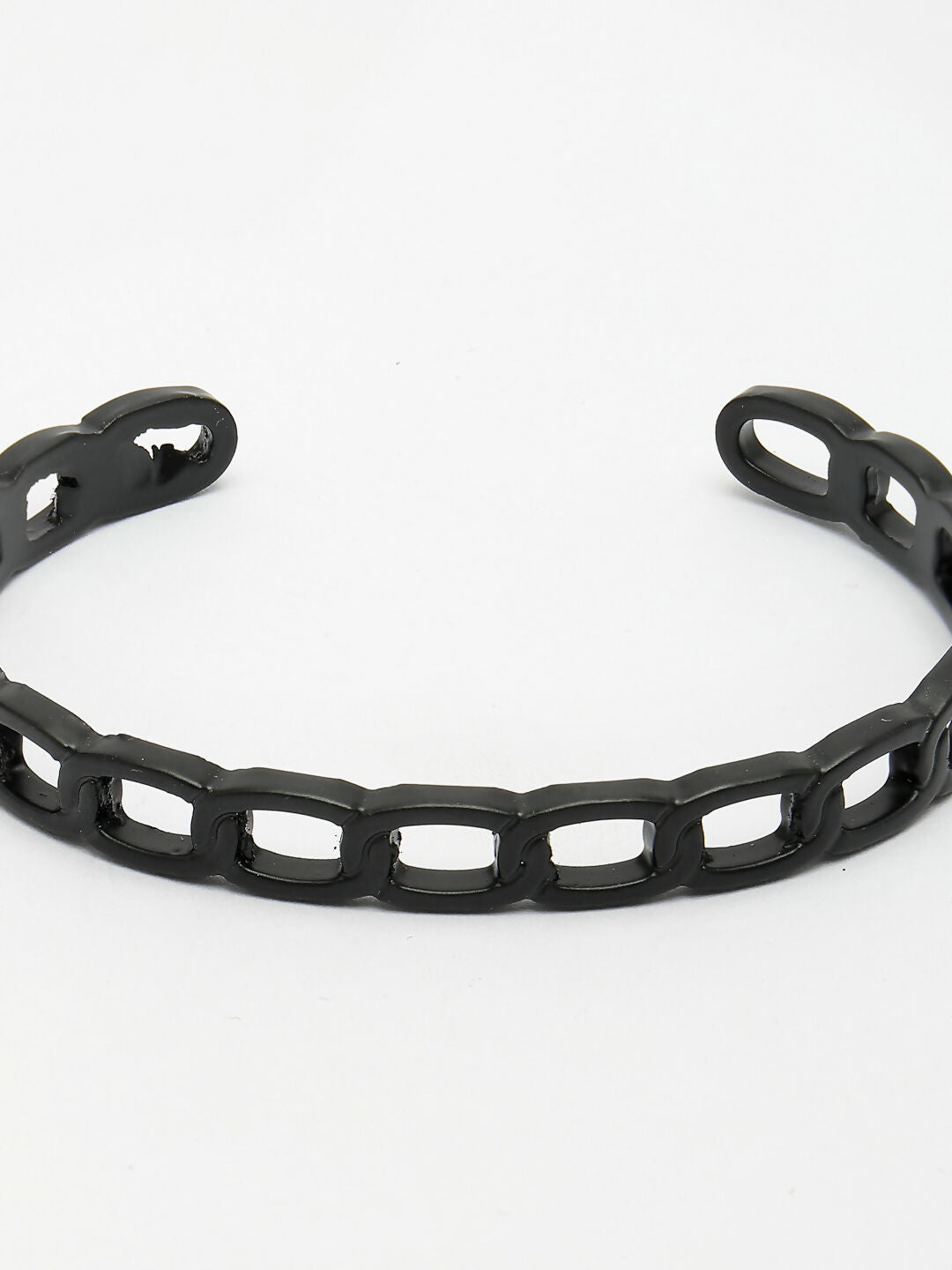 NVR Men's Black Rhodium-Plated Metal Cuff Bracelet - Swadesiicart