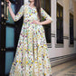 All Season Designer Cream Pure Maslin Gown - Anbazaar