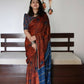 Arfa Fashion House Brick Dual Tone Silk Digital Printed Saree