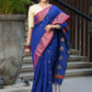 Beatitude Blue Cotton Banarasi Saree | Swadesiicart