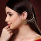 NVR Pearl Studded Classic Gold-Polished 3 Line Ear Chain Ear Cuff | Swadesiicart