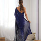 Blue Georgette Designer Sequence Embroidery Work Saree - Sitare