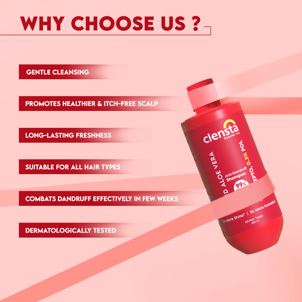 Clensta Red Aloe Vera Anti-Dandruff Shampoo | Swadesiicart