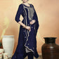 Jyoti Fashion Women's Navy Blue Velvet Cording with Resham Thread & Sequin Kurta with Trouser & Dupatta | Swadesiicart