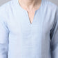 Even Apparels Men's Blue Pure Cotton Round Neck Slit Kurta | Swadesiicart
