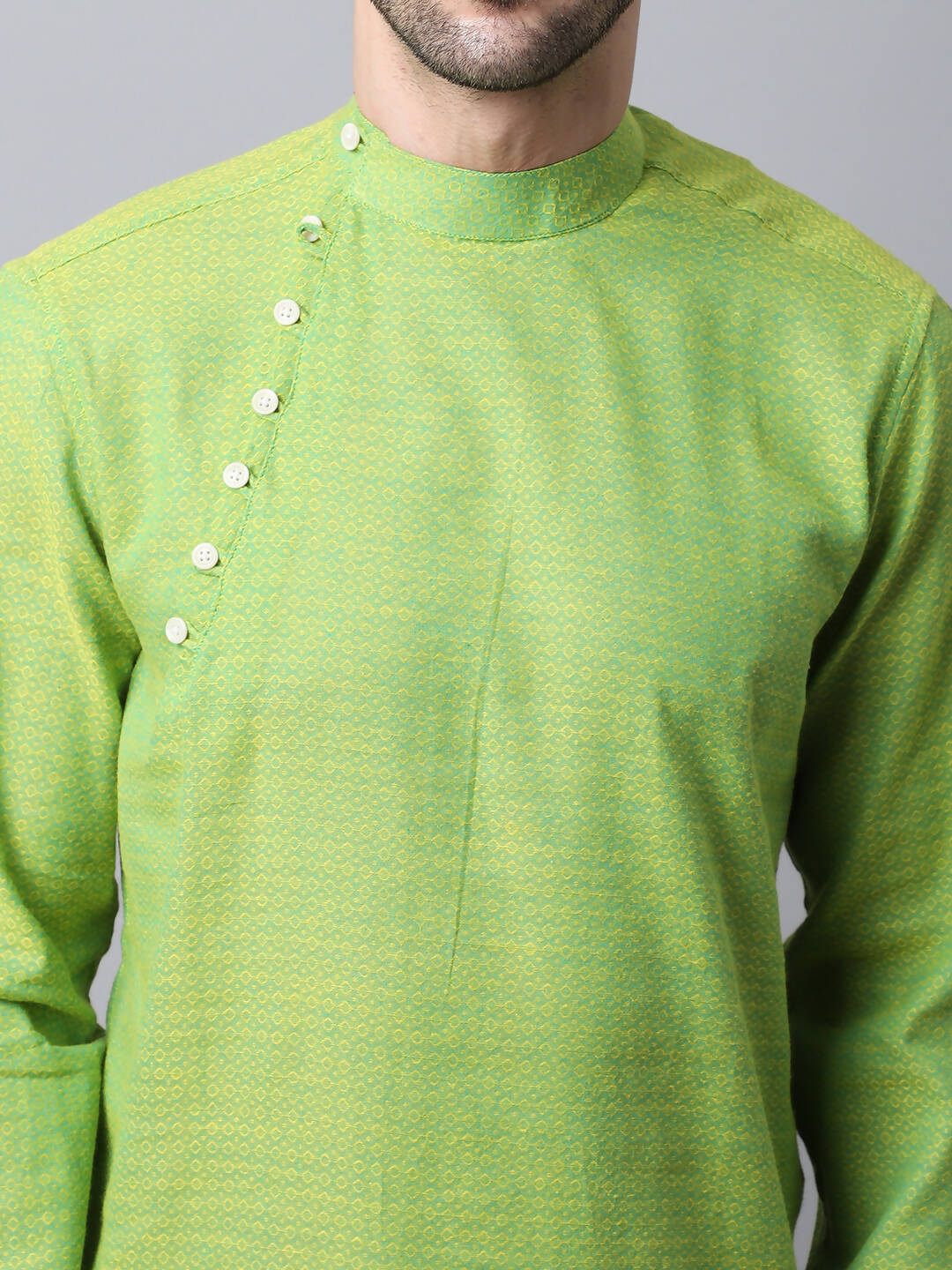 Even Apparels Green Pure Cotton Men's Kurta With Side Placket (SLD1193) | Swadesiicart