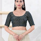 Joban Fashion Cobalt-Blue Tissue Elbow Sleeveless Front Open Blouse - Swadesiicart