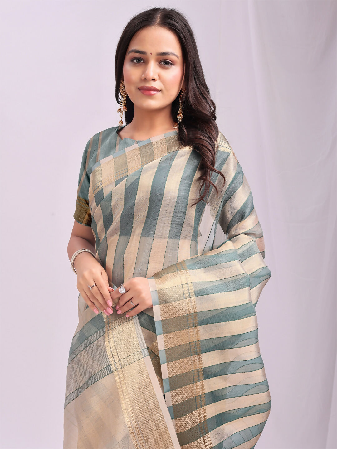 Shree Shyam Fashion Organza Green Saree