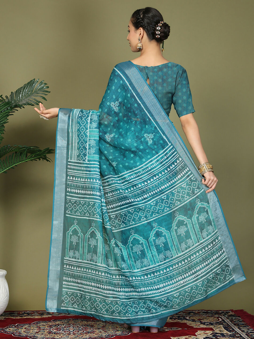 Shree Shyam Fashion Cotton Sea Green Saree