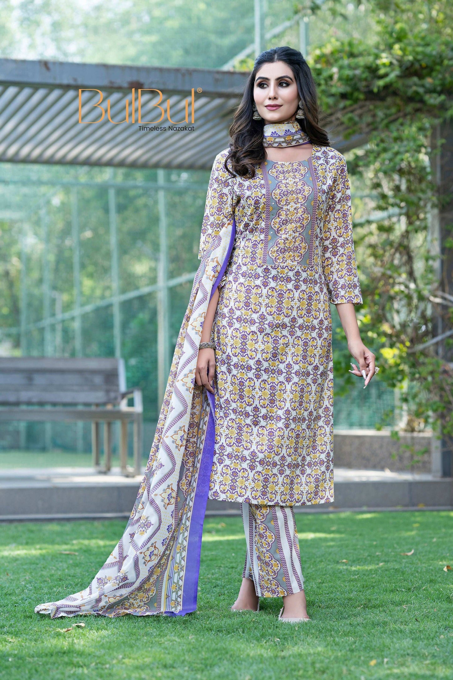BulBul Fashionista Mustard Cotton Kurta Set with Dupatta - Swadesiicart
