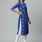 Ahalyaa Womens Beautiful Royal Blue Pure Cotton Printed Kurtas | Swadesiicart