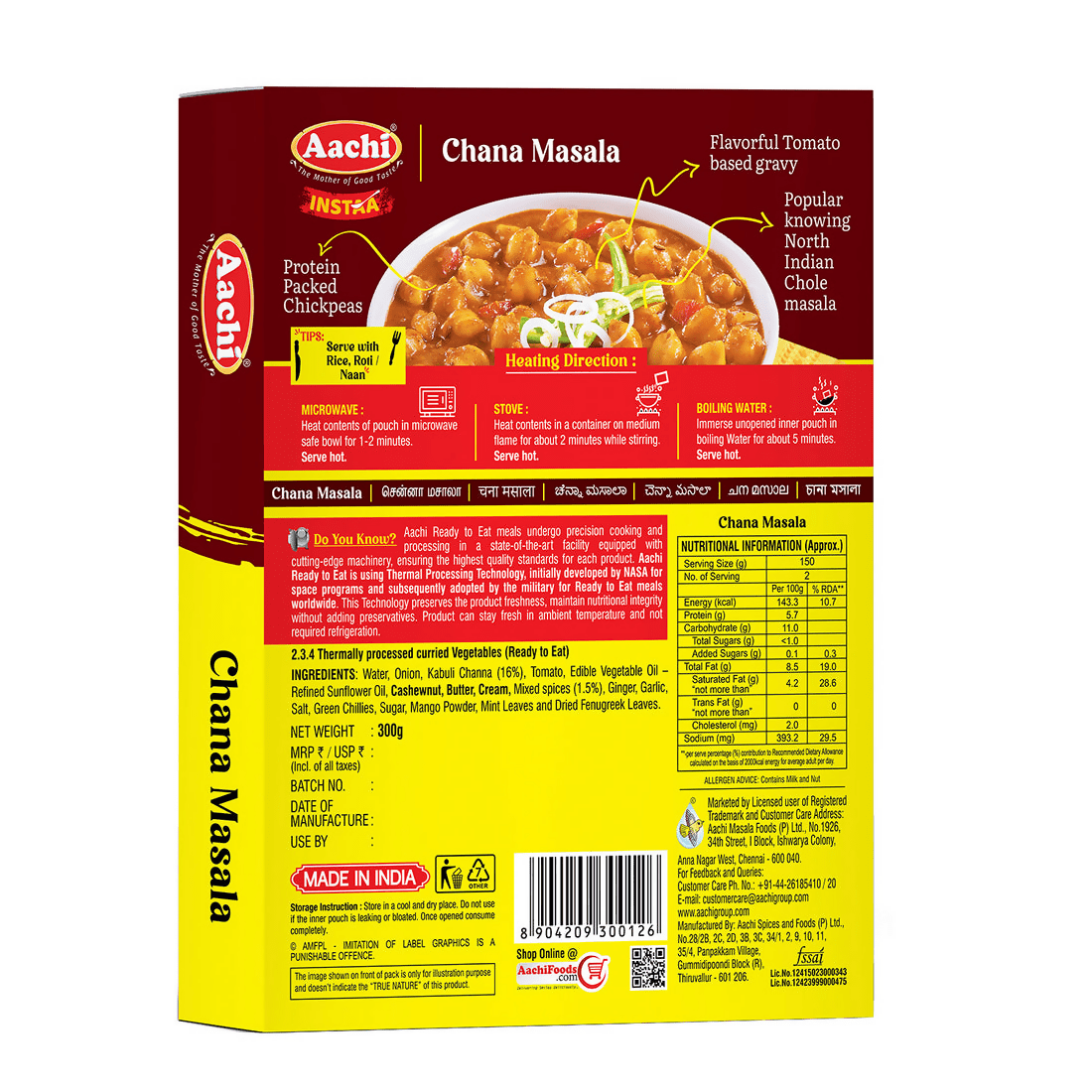 Aachi Instant Chana Masala - Swadesiicart