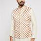 Ethnic India Cream Bundi Men's Jacket Geometric Polyester | Swadesiicart