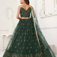 Aastha Fashion Dark Green Butterfly Net Tone To Tone Thread Work And Sandwich Sequence Work Embroidery Wedding Wear Lehenga Choli