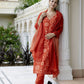 The52 Orange Women's Gorgeous Rayon Embroidered Straight Kurta with Pant And Dupatta Set - Swadesiicart