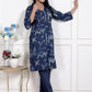 Miravan Womens Abstract Blue Printed Cotton Blue Co-Ord Set - Swadesiicart