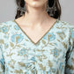 FIORRA Women's Sky Blue Pure Cotton Flared Kurta Set - Swadesiicart