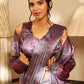 Lavender Tom Silk Plain Ready To Wear Saree With Stitched Blouse - Satiksha | Swadesiicart