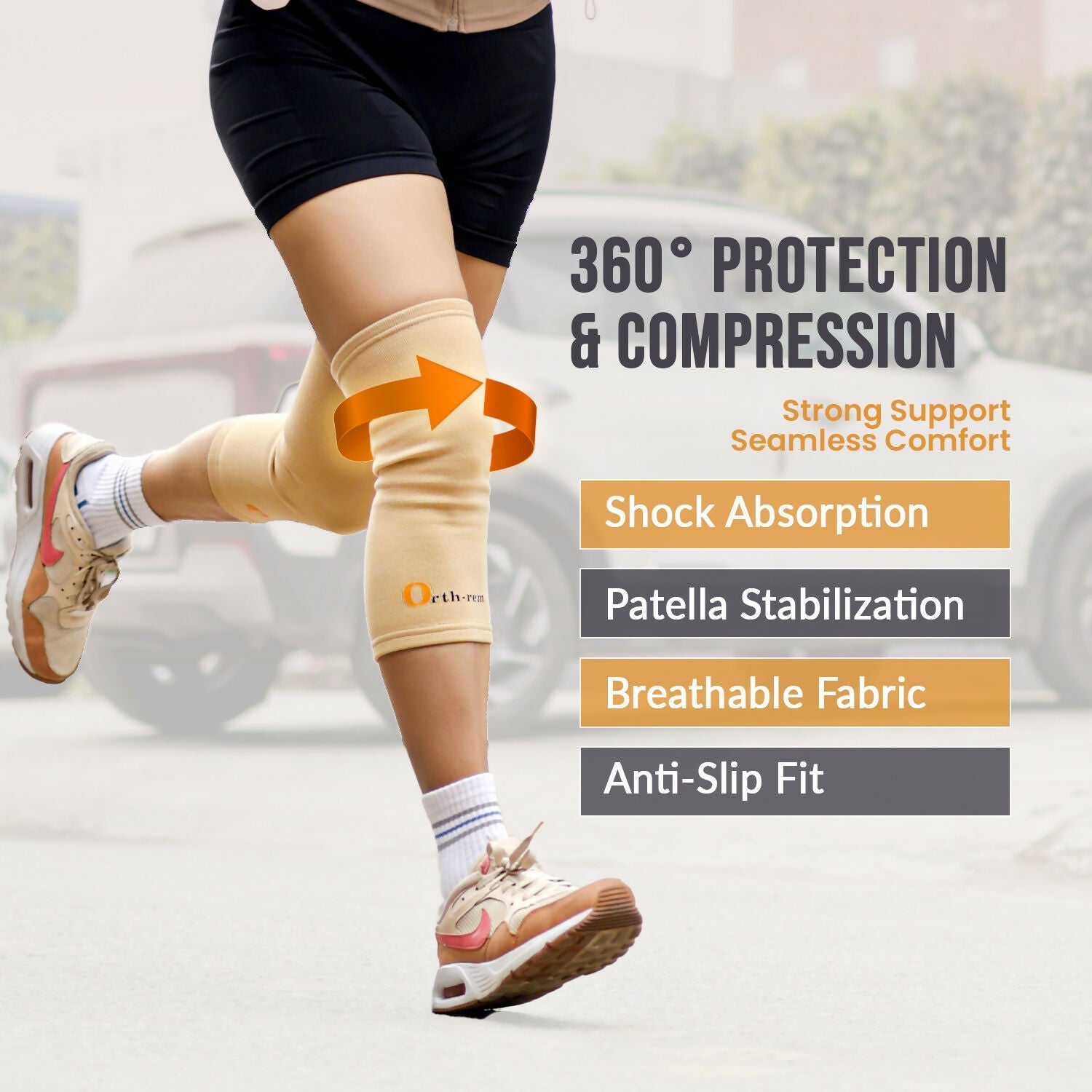 Orth-Rem Knee Cap Support For Men & Women (Pair) Knee Brace Pain Relief | Swadesiicart