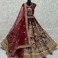 Jyoti Fashion Women's Maroon Velvet Fancy Dori & Sequins with Multi Thread Embroidered with Diamond Work Wedding Lehenga Choli | Swadesiicart