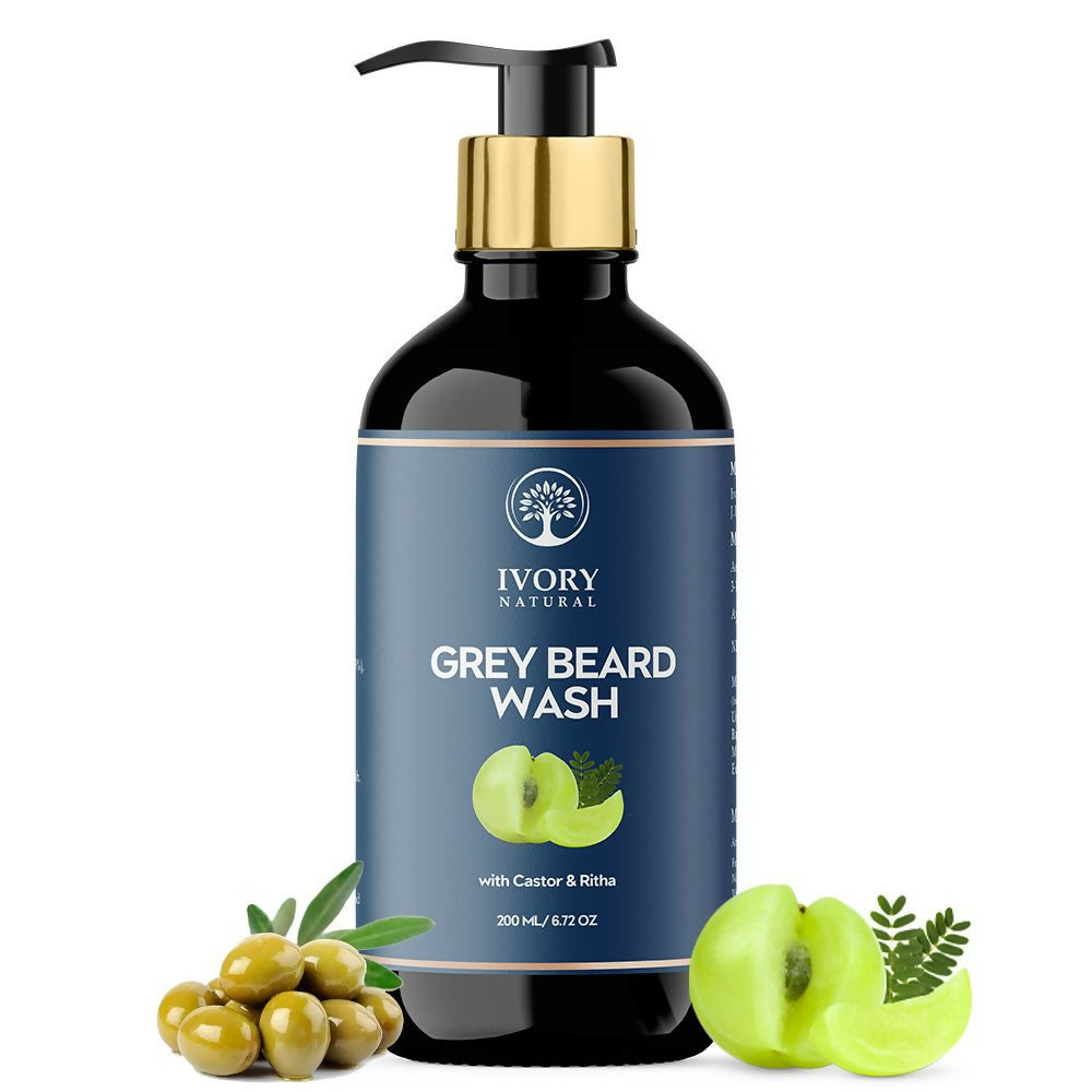 Ivory Natural Grey Beard Wash For Beard Graying And Restoring Beard'S Natural Black Shade | Swadesiicart