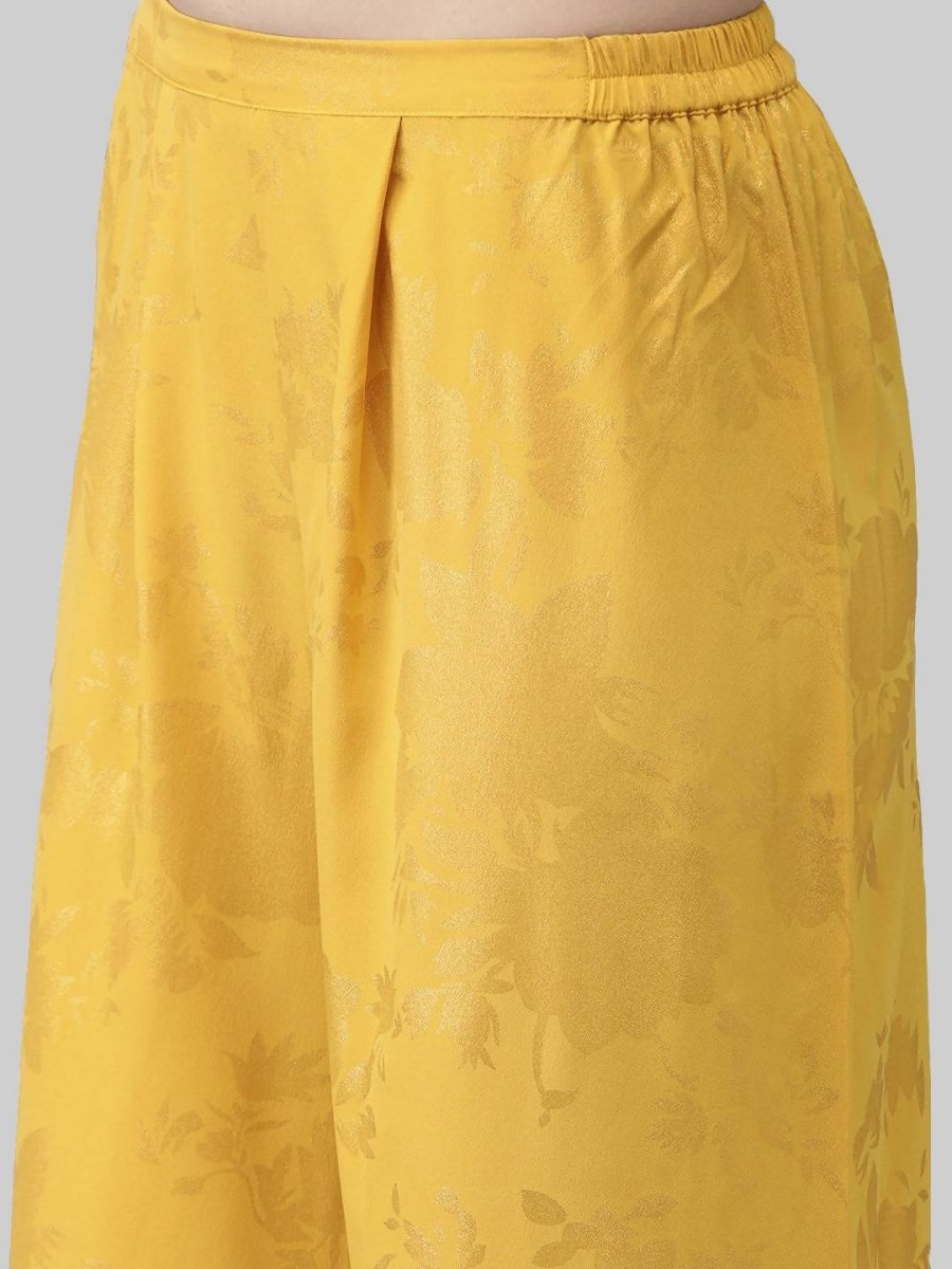 Ahalyaa Women Mustard Crepe Printed Kurta Palazzo Set With Dupatta | Swadesiicart
