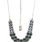 Green Stone Kundan Neckpiece with Grey Stones (Grey) - Ruby Raang | Swadesiicart