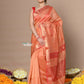 Very Much Indian Rajsi - Handloom Ari Checks Cotton Silk Saree With Golden Border - Orange | Swadesiicart