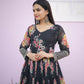 Jyoti Fashion Women's Black Digital Print with Sequence Zari Embroidered Faux Georgette Anarkali Dress | Swadesiicart