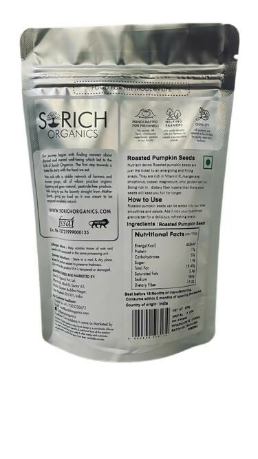 Sorich Organics Roasted Pumpkin Seeds | Swadesiicart